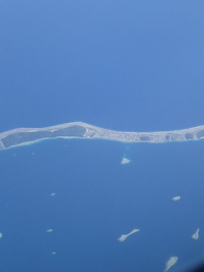 Flying over beuatiful Tuamotu islandt.