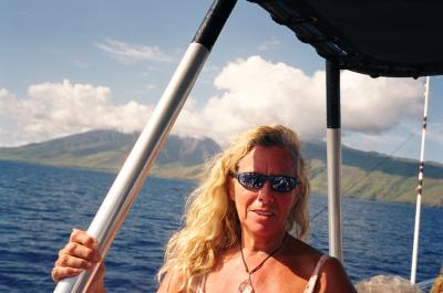Carolina 2004 beim whale watching auf dem Schiff